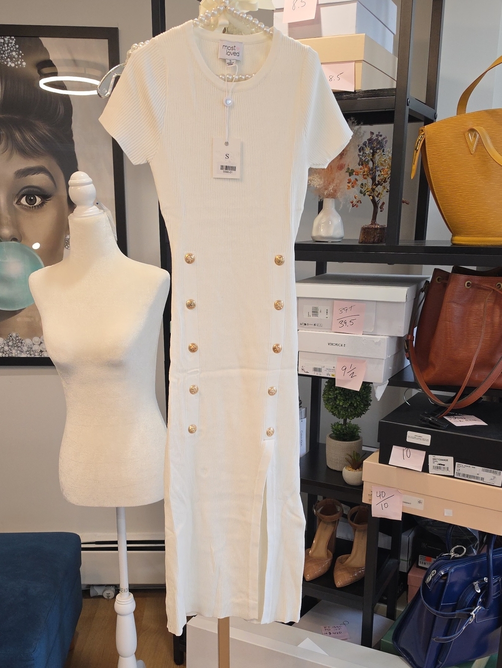 Cream Short-Sleeve Button-Front Maxi Dress